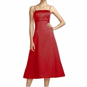 David’s Bridal Red Satin Formal Dress